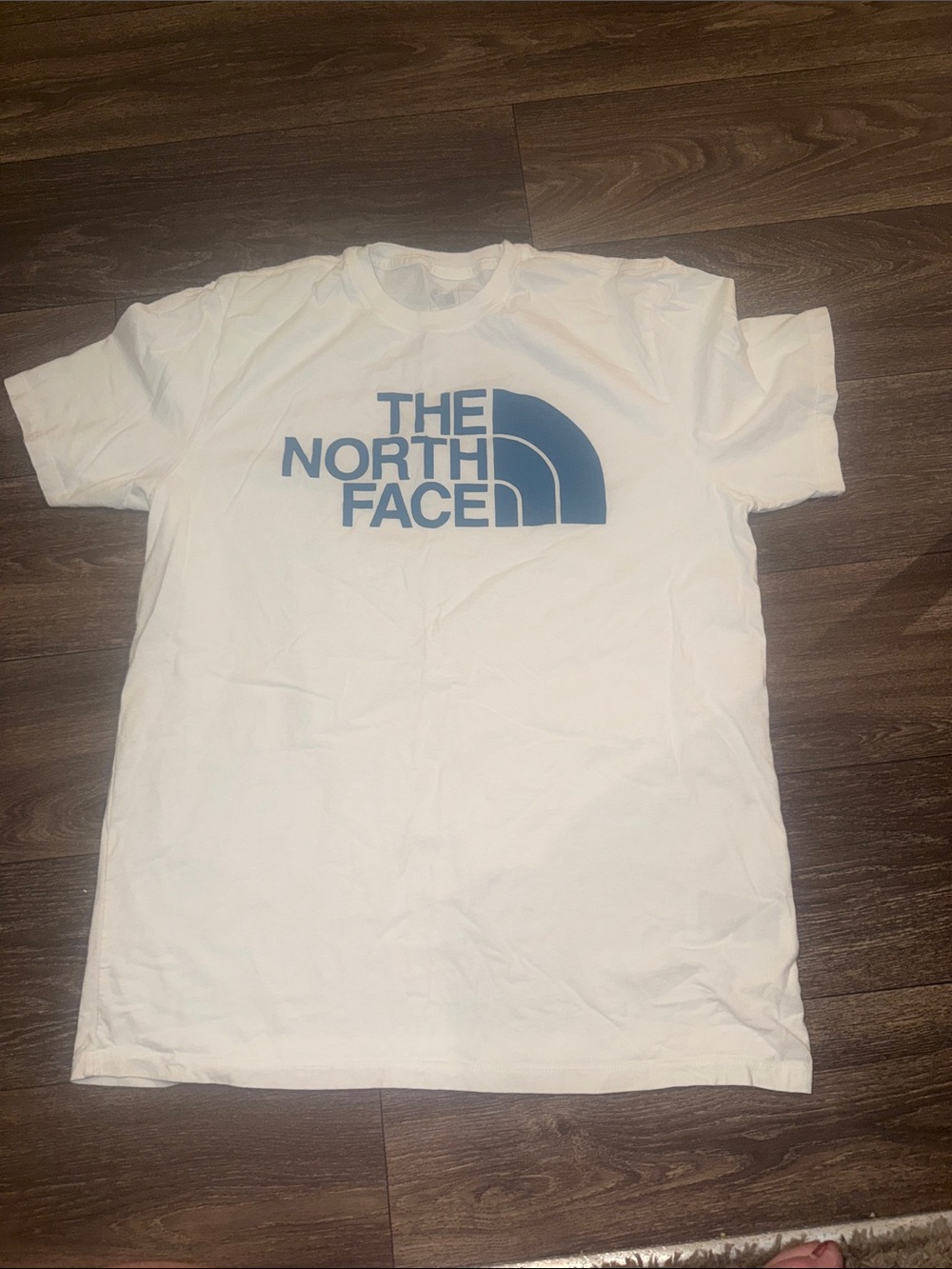 The North Face White Short Sleeve Tee with Blue Logo